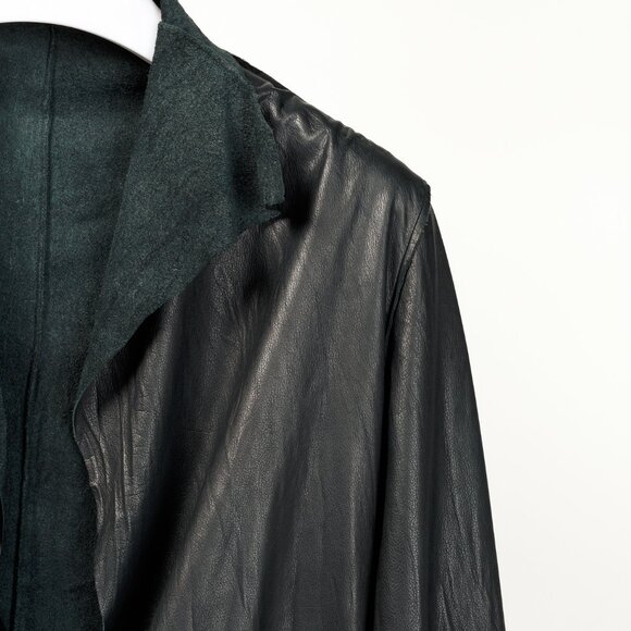 Rick Owens Black Wrinkled-Leather Coat - Picture 4 of 8